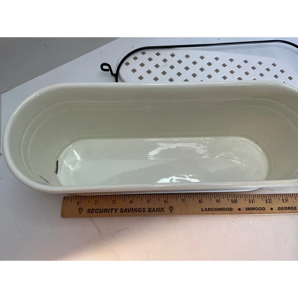 IKEA Fintorp Condiment Stand Planter Enamel Off White Farmhouse Kitchen Storage